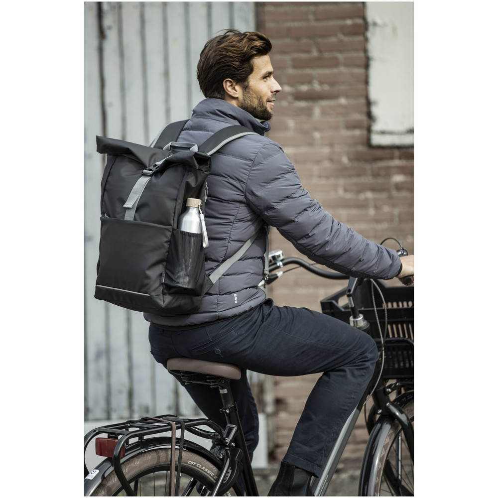 Aqua 15" GRS recycled water resistant roll-top bike bag 20L