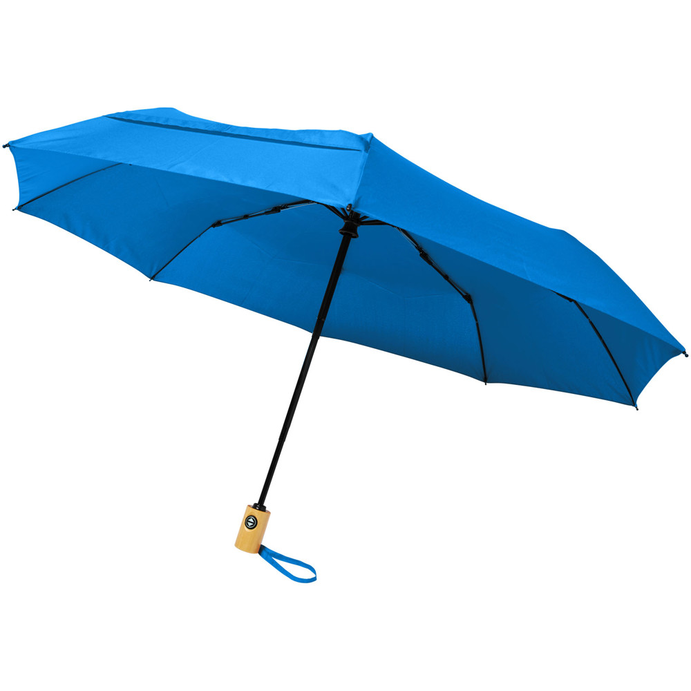 Bo 21" foldable auto open/close recycled PET umbrella - Process blue