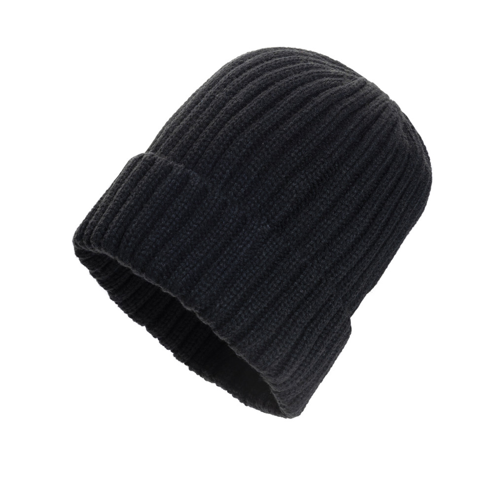 Kennedi AWARE™ Polylana® beanie with large rib - black (± PMS Black)
