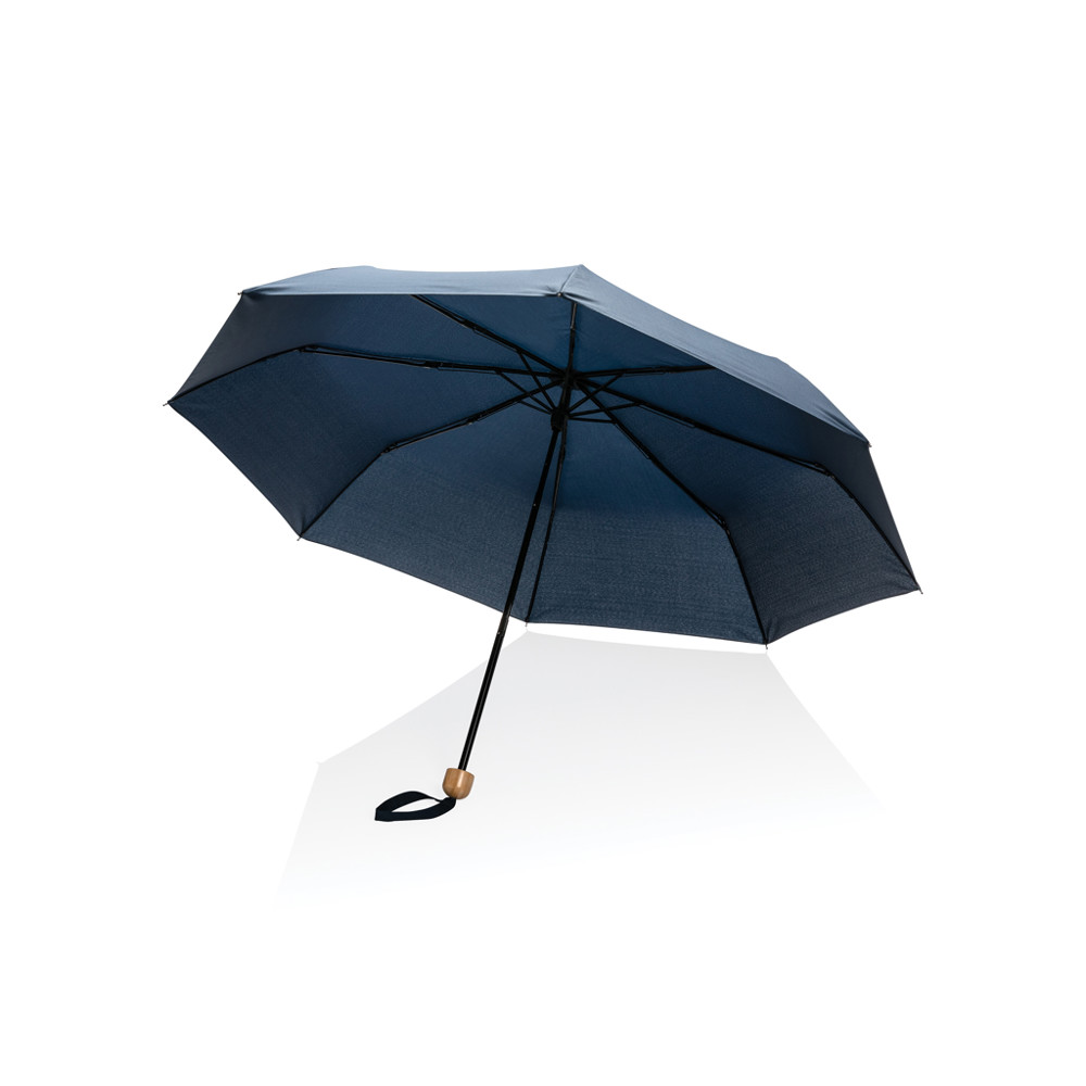 20.5" Impact AWARE™ RPET 190T Pongee bamboo mini umbrella - navy (± PMS 539)