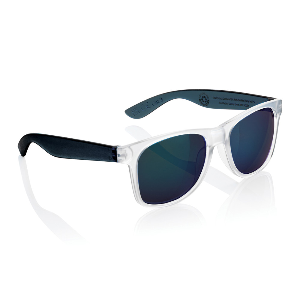 Gleam RCS recycled PC mirror lens sunglasses - blue, white (± PMS 7701/ ± PMS White)