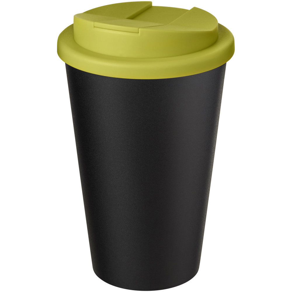 Americano® Eco 350 ml recycled tumbler with spill-proof lid - Lime, Black