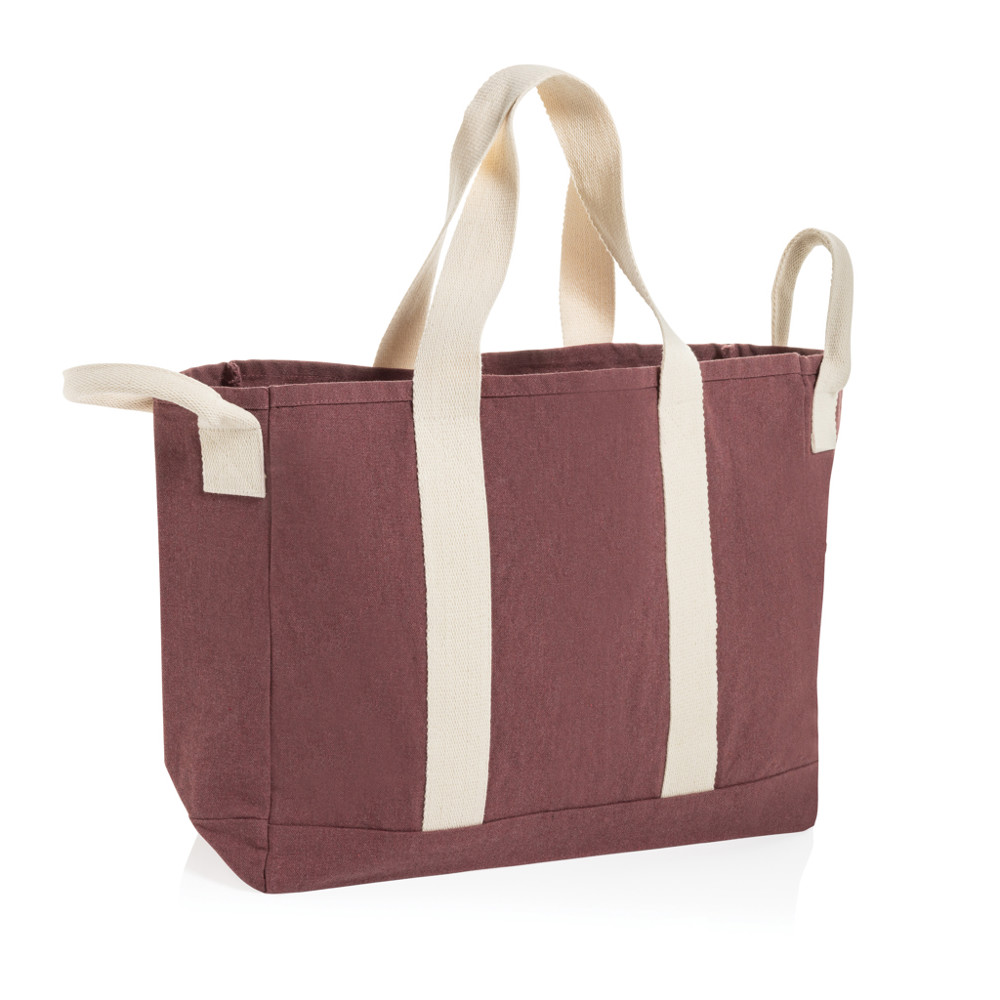 BEAU AWARE™ Beach bag 400gsm recycled canvas, with side hand - maroon (± PMS maroon)