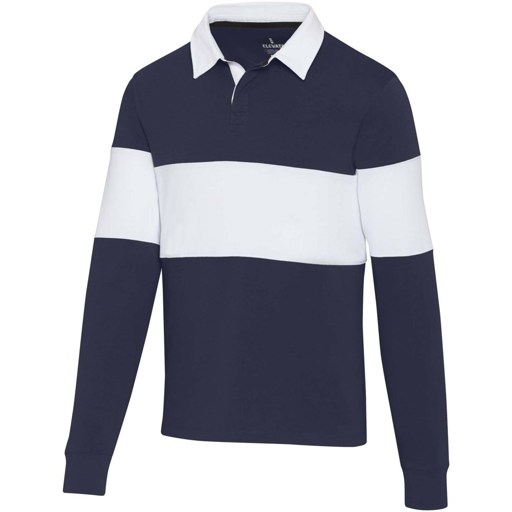 Clyde unisex organic rugby polo sweatshirt - Navy, White