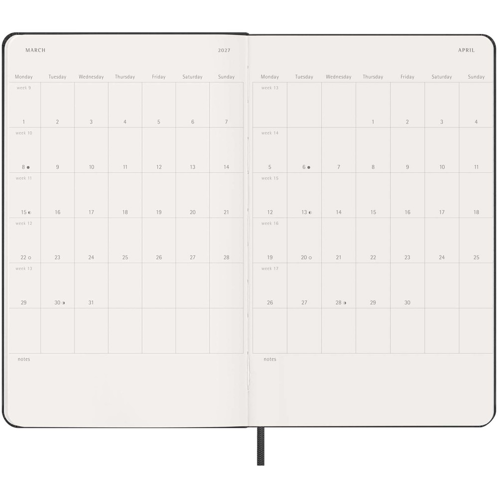 Moleskine hard cover 12 month L weekly planner vertical