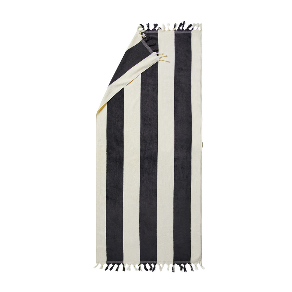 VINGA Valmer beach towel - black, beige (± PMS Black/ ± PMS 11-0606 TCX)
