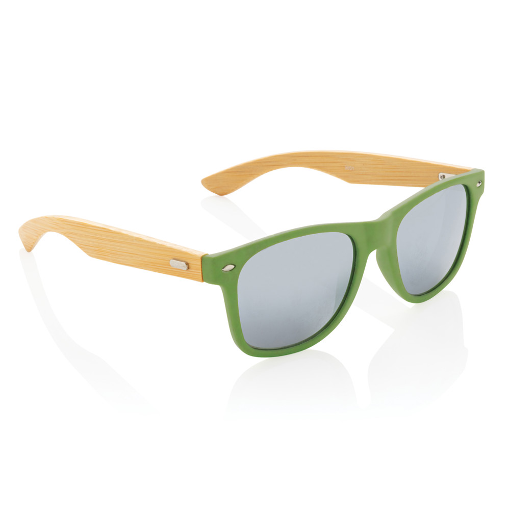 Bamboo and RCS recycled plastic sunglasses - green (± PMS 7490)