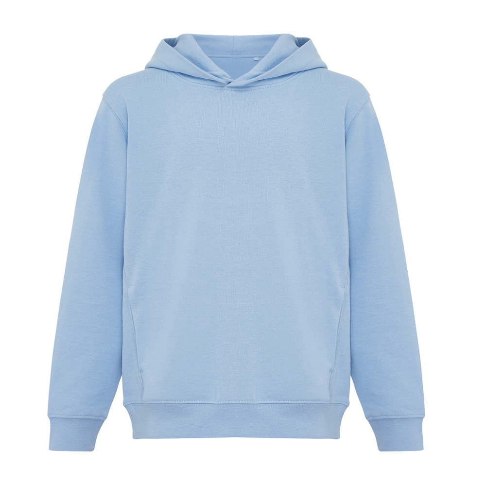 IQONIQ Yengo kids recycled cotton hoodie with sidepockets - sky blue (± PMS 15-3930 TCX)