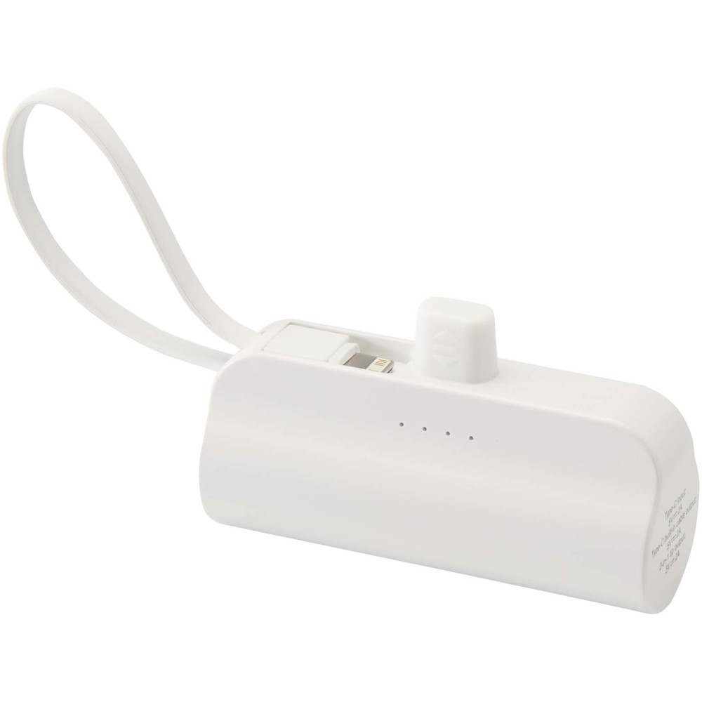 Alnair 5000 mAh 10W recycled plastic Type-C power bank with built-in flip stand and 2-in-1 cable