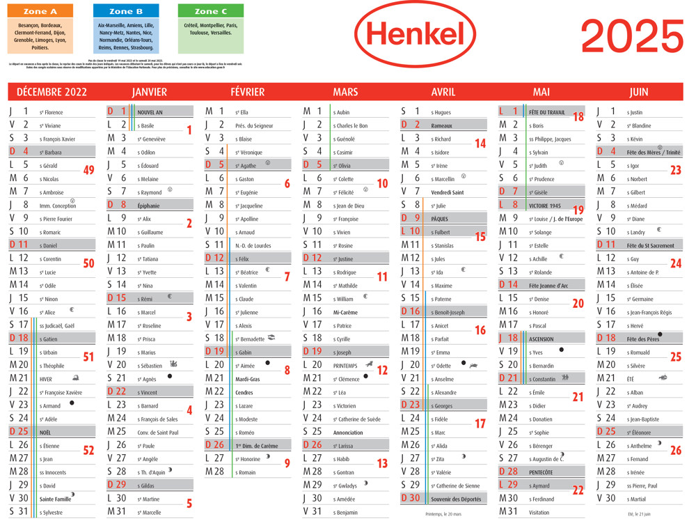 Henkel Calendar France Small