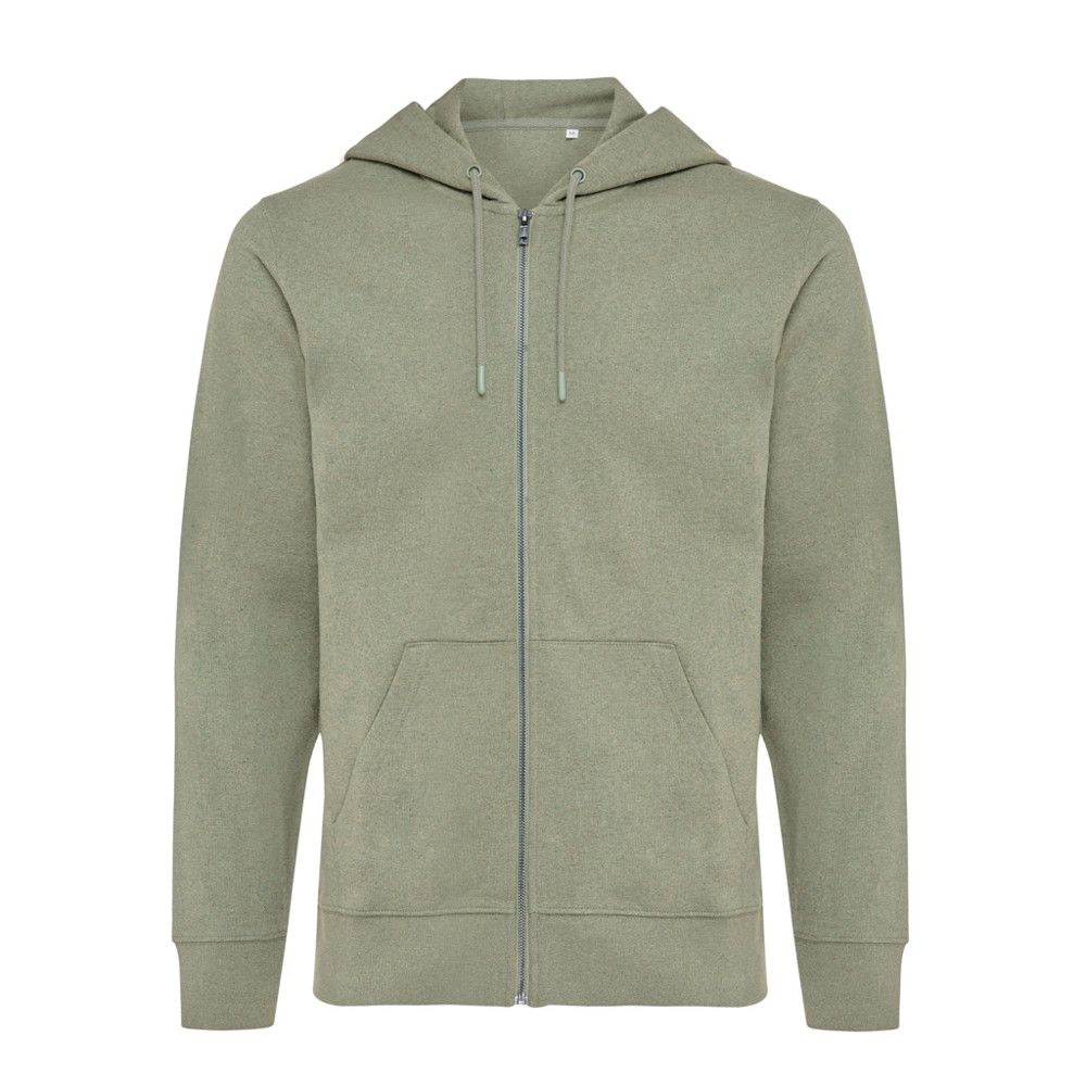 IQONIQ Abisko recycled cotton zip through hoodie - heather green (± PMS heather green)