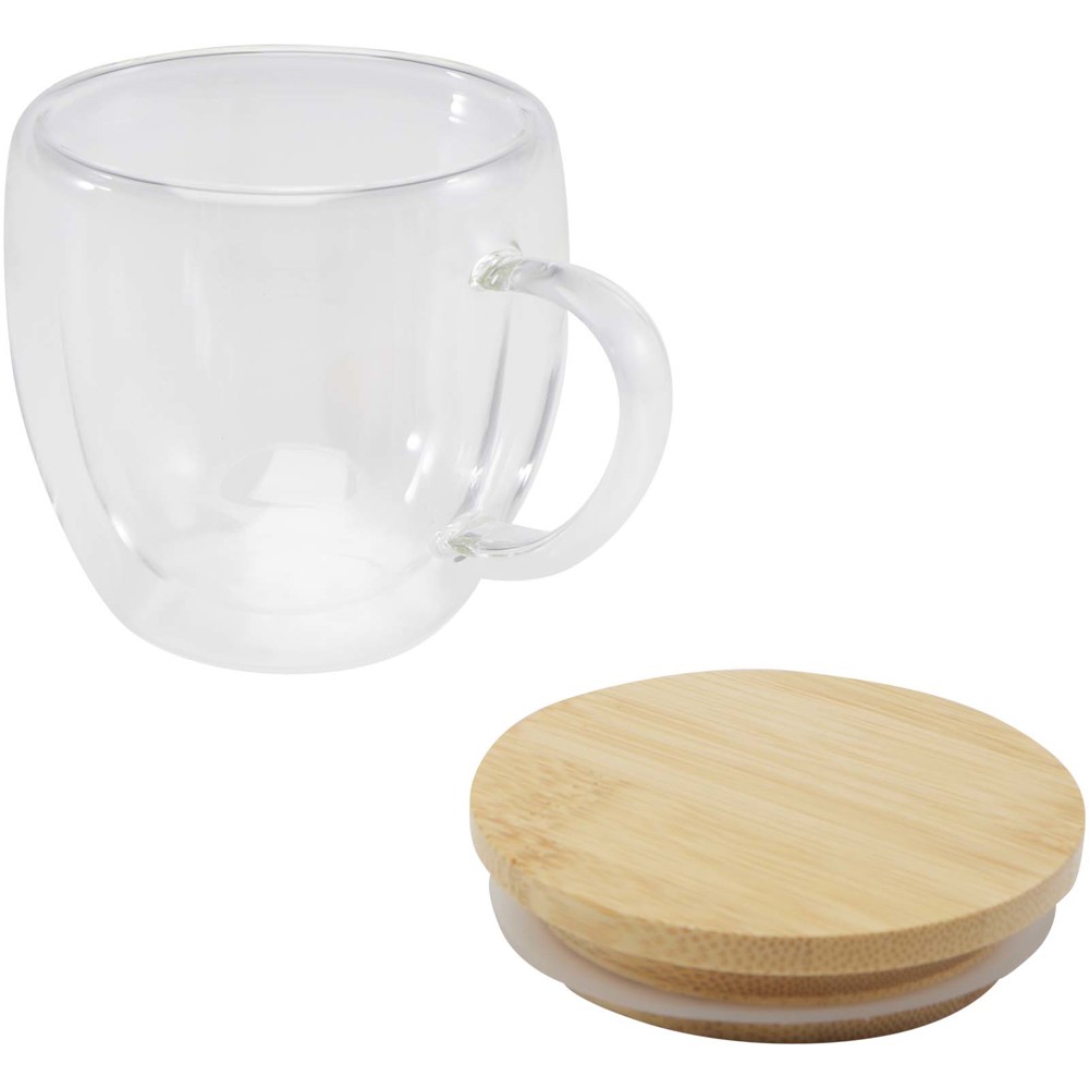 Lenora 250 ml glass cup with bamboo lid