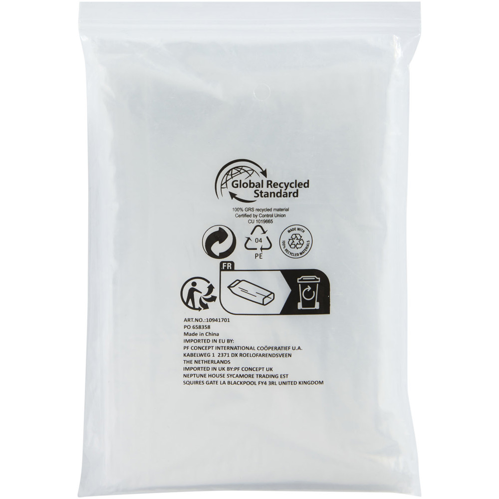 Mayan recycled plastic disposable rain poncho with storage pouch