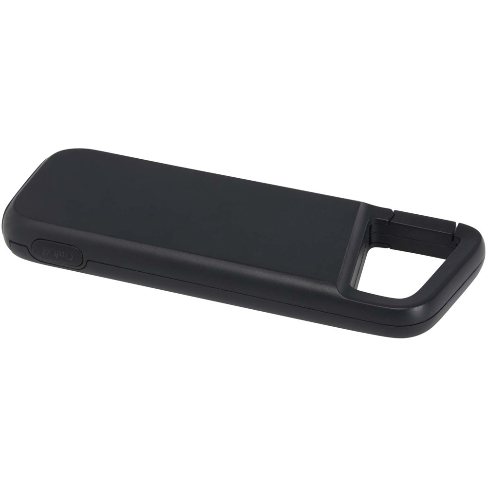 Alkes 5000 mAh 12W recycled plastic water resistant power bank with carabiner