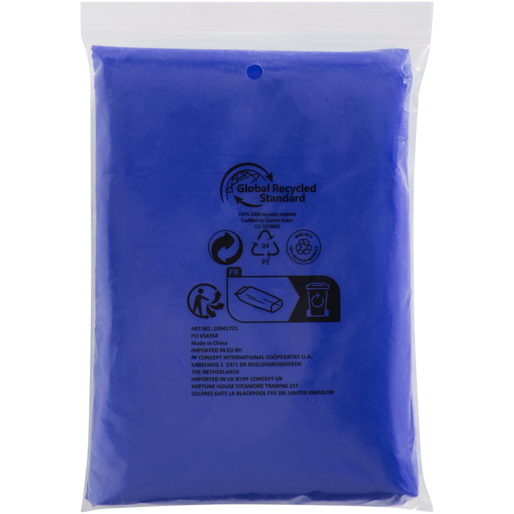 Mayan recycled plastic disposable rain poncho with storage pouch