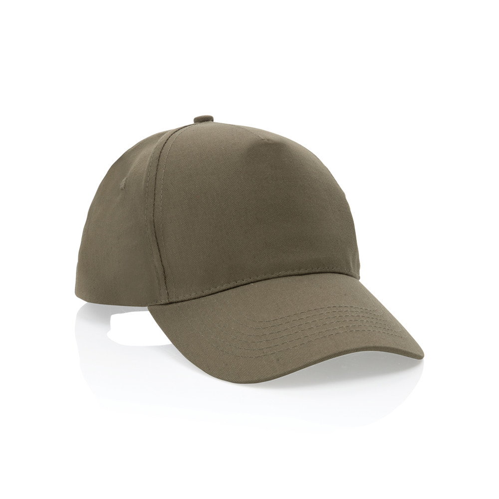 Impact 5 panel 190gr Recycled cotton cap with AWARE™ tracer - green (± PMS Green C)