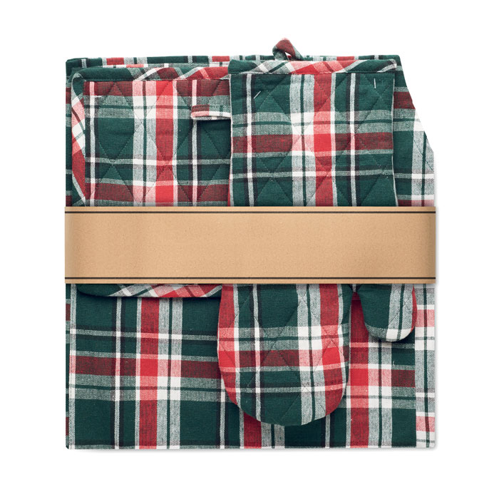 SANTAPRON - Chequered cotton kitchen set