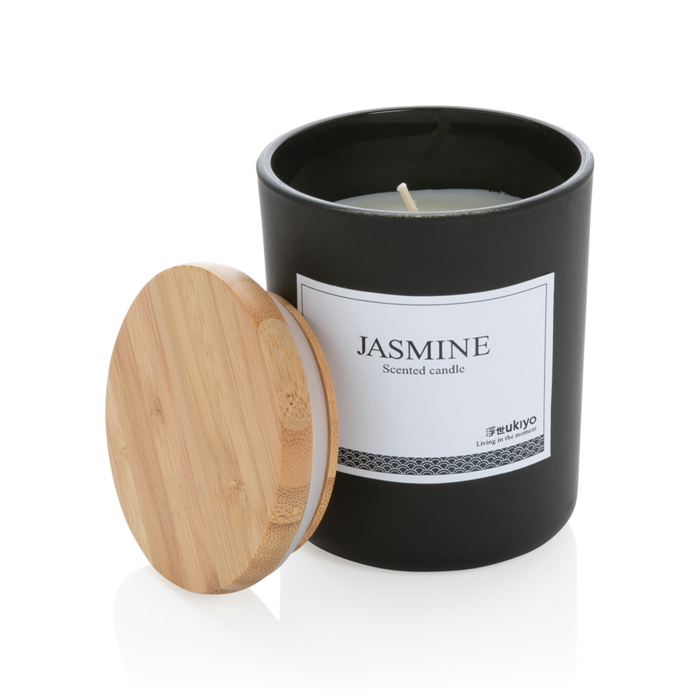 Ukiyo deluxe scented candle with bamboo lid - black (± PMS Black)