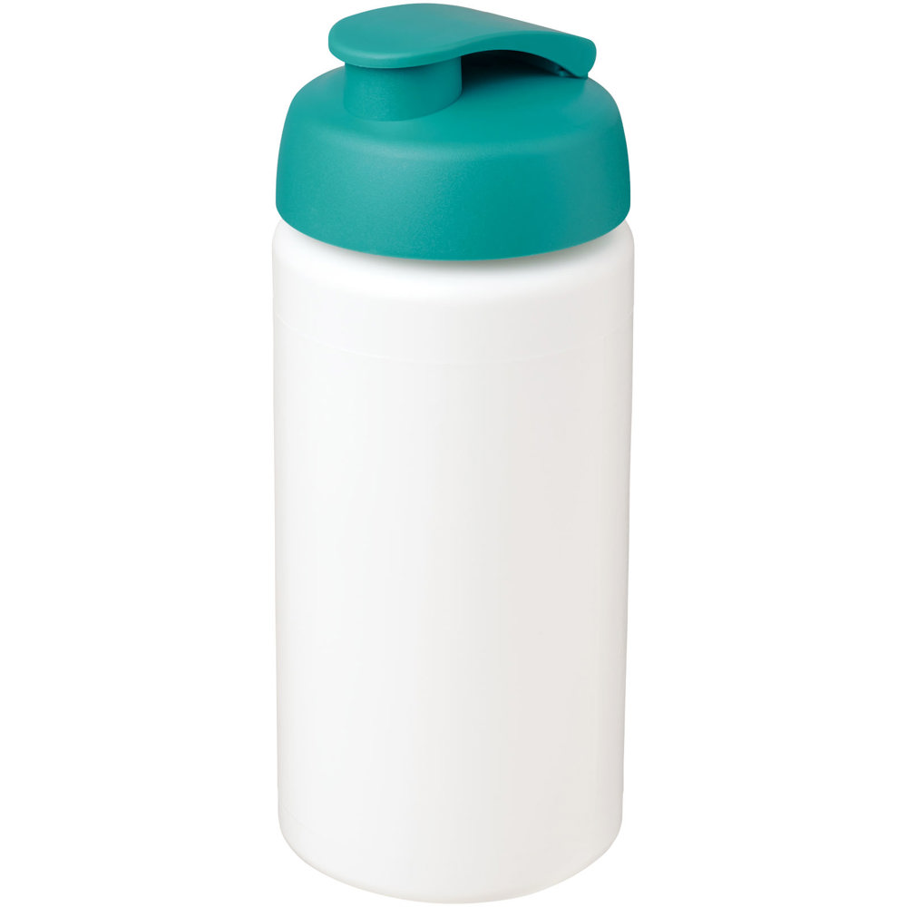 Baseline® Plus grip 500 ml flip lid sport bottle - White, Aqua