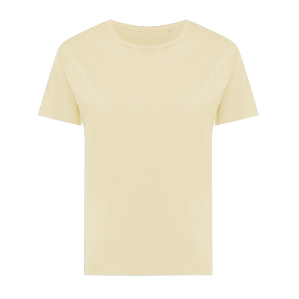 IQONIQ Yala women lightweight recycled cotton t-shirt - cream yellow (± PMS 12-0717 TCX)