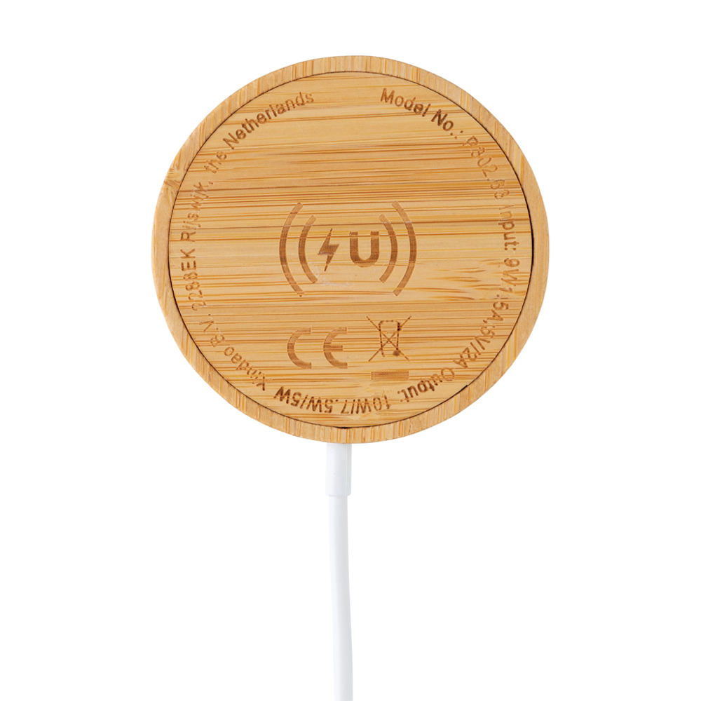 10W bamboo magnetic wireless charger