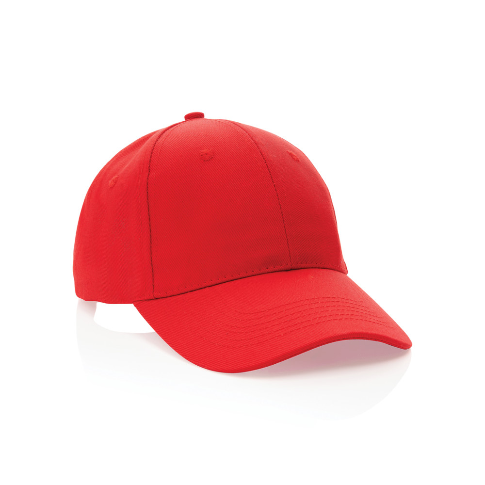 Impact 6 panel 280gr Recycled cotton cap with AWARE™ tracer - red (± PMS Red 032)
