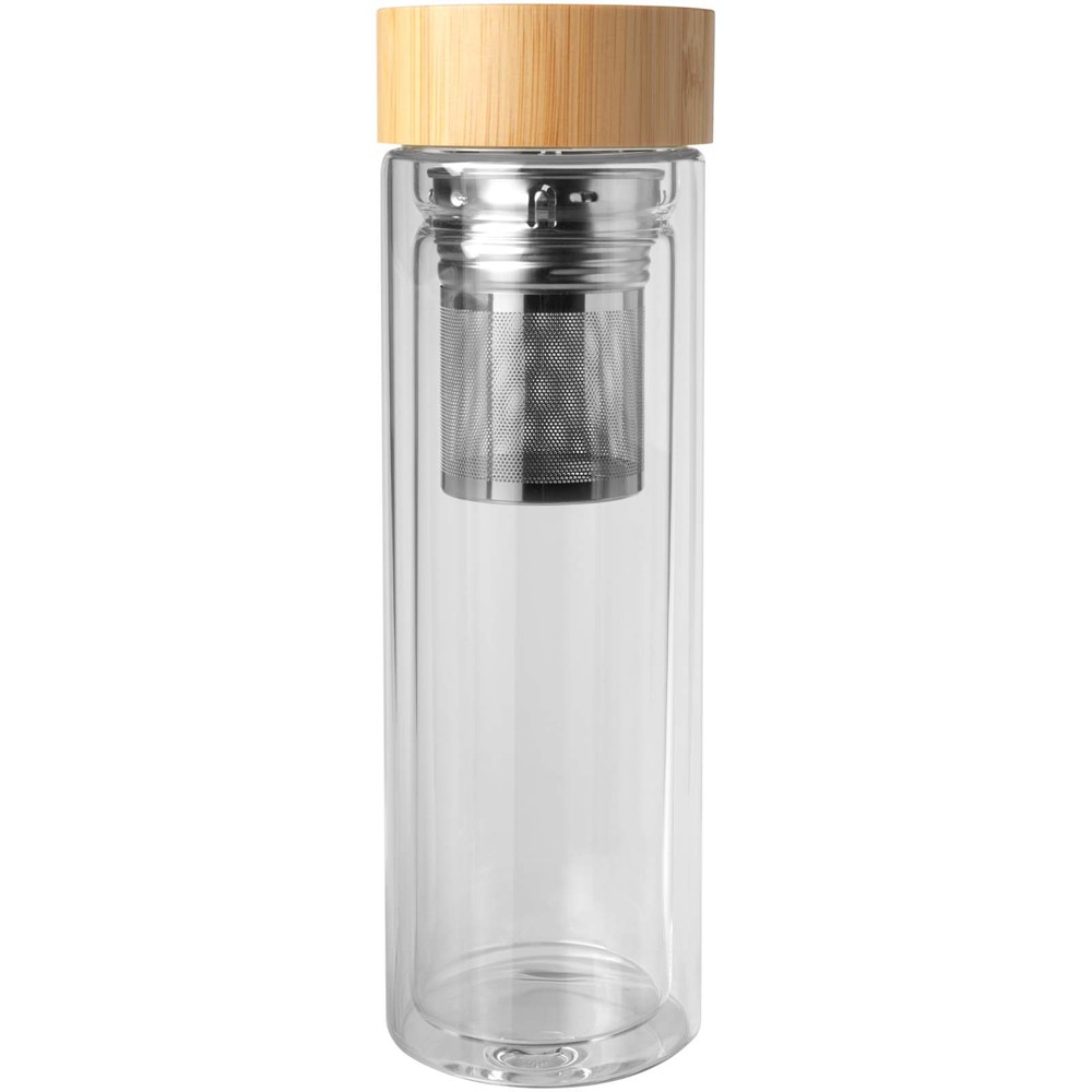 Bailey 400 ml borsilicate glass infuser bottle with bamboo lid