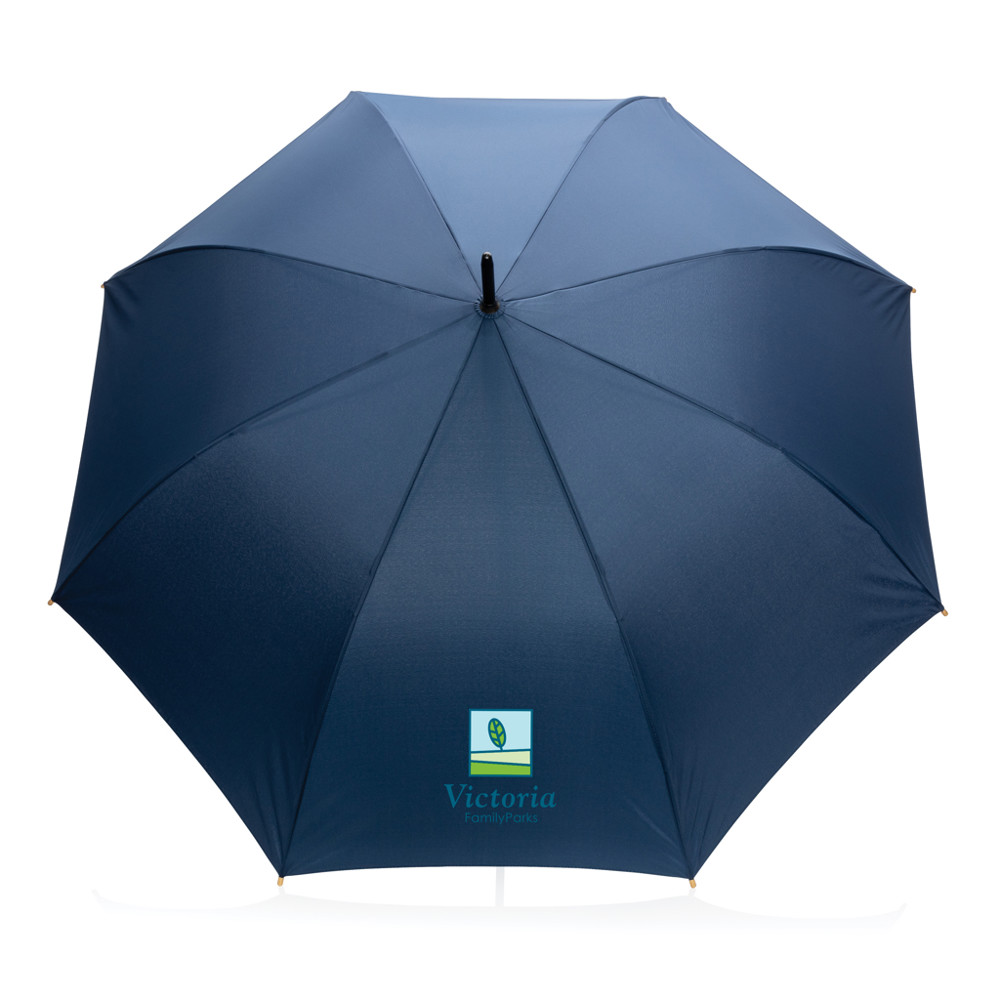 27" Impact AWARE™ RPET 190T auto open bamboo umbrella