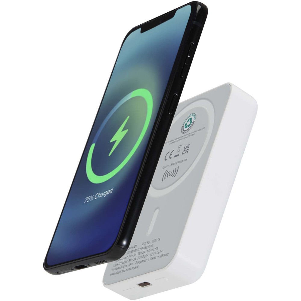 Acrab 10.000 mAh 15W magnetic wireless power bank with 20W PD - made from recycled plastic