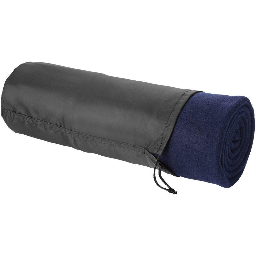 Huggy fleece plaid blanket with carry pouch 150x120 cm - Navy