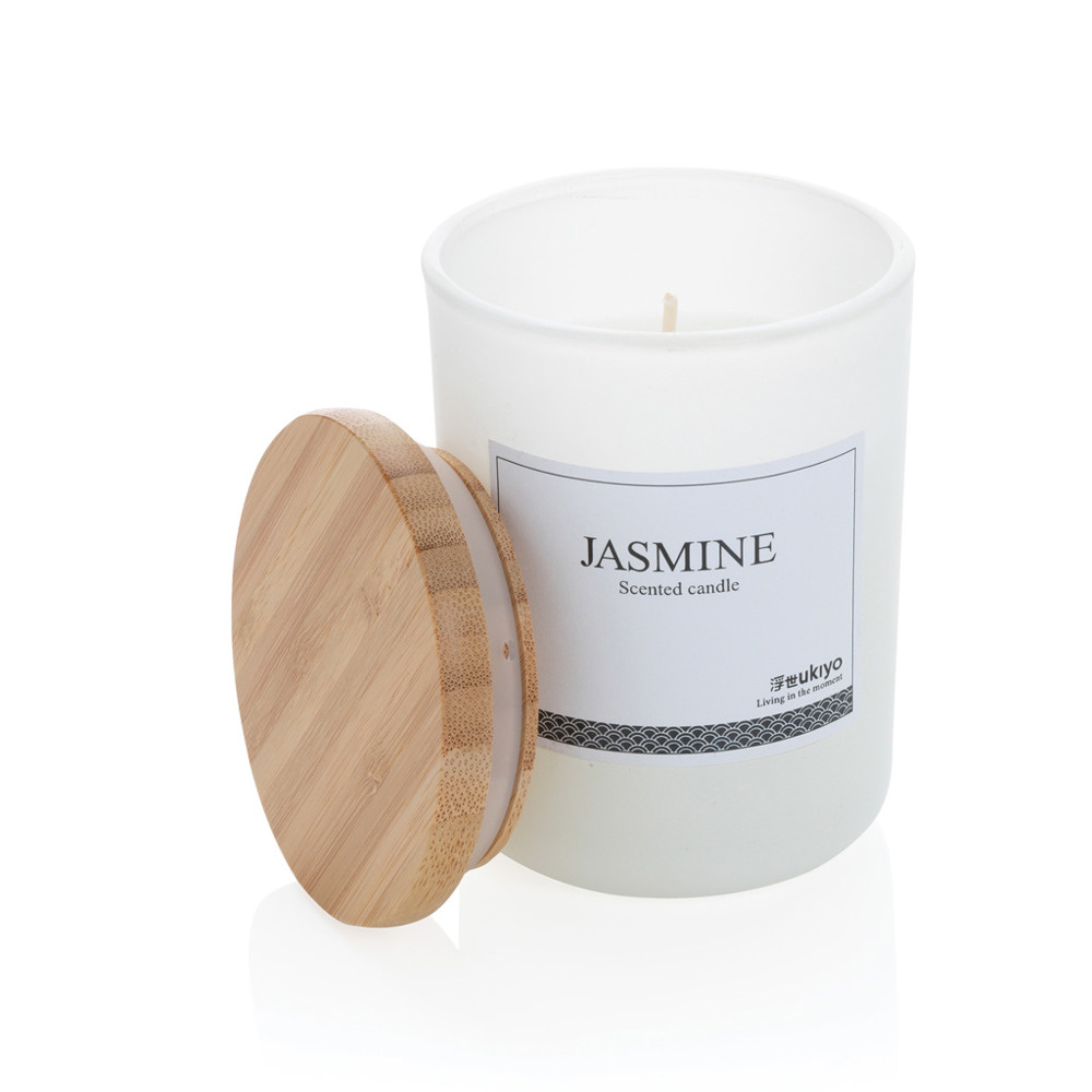 Ukiyo deluxe scented candle with bamboo lid - white (± PMS White)