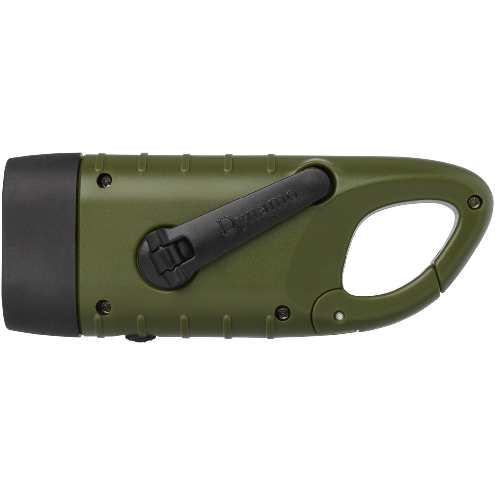 Helios recycled plastic solar dynamo flashlight with carabiner