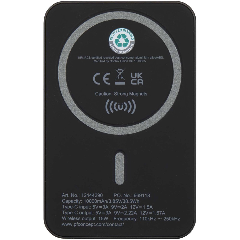 Acrab 10.000 mAh 15W magnetic wireless power bank with 20W PD - made from recycled plastic