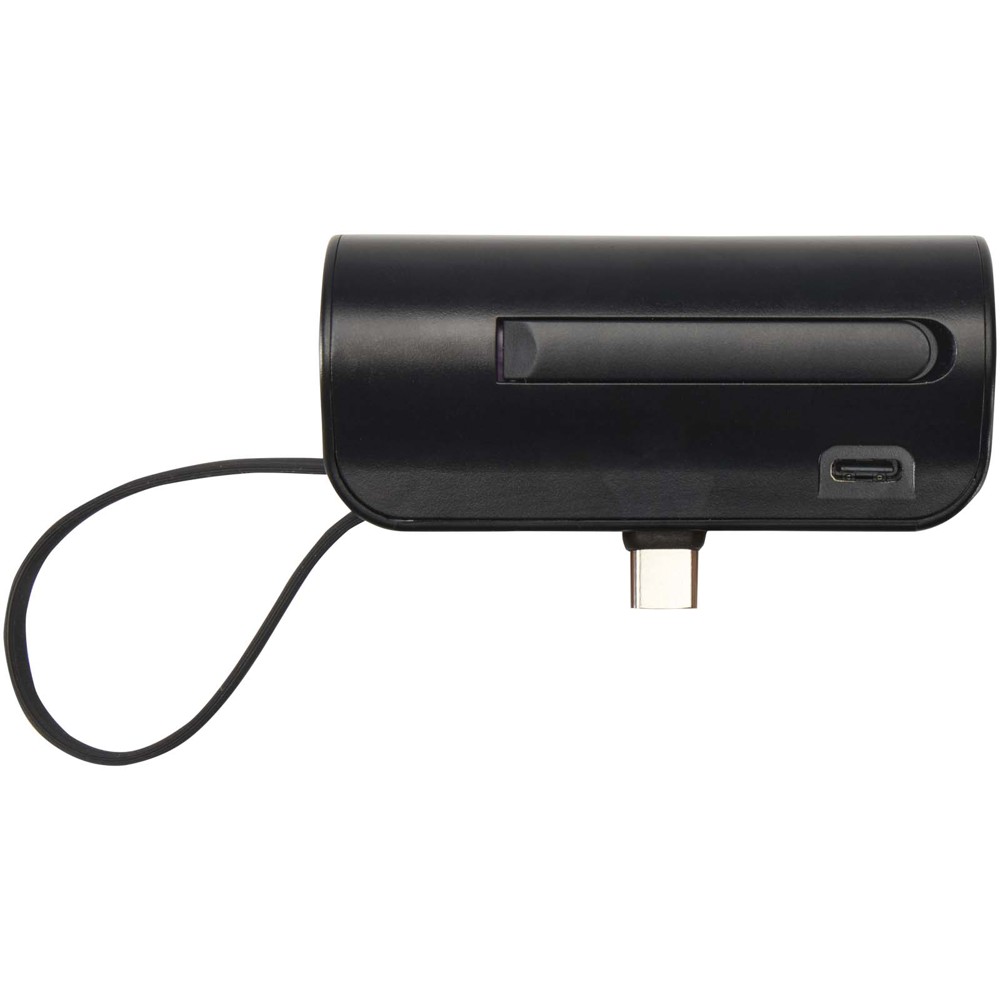 Alnair 5000 mAh 10W recycled plastic Type-C power bank with built-in flip stand and 2-in-1 cable