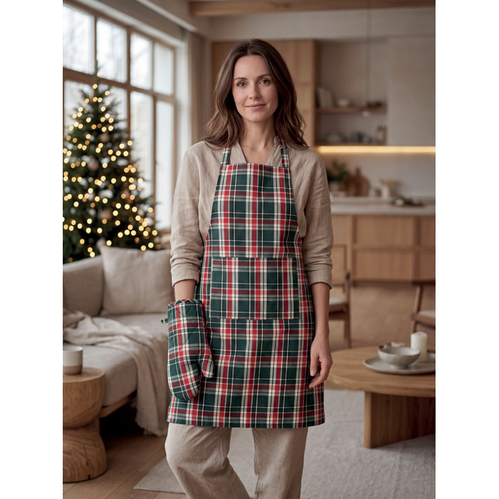 SANTAPRON - Chequered cotton kitchen set
