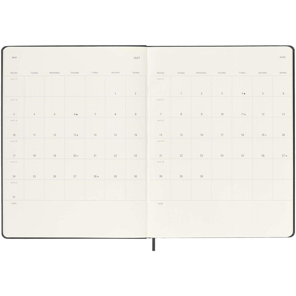 Moleskine hard cover 12 month XL weekly planner
