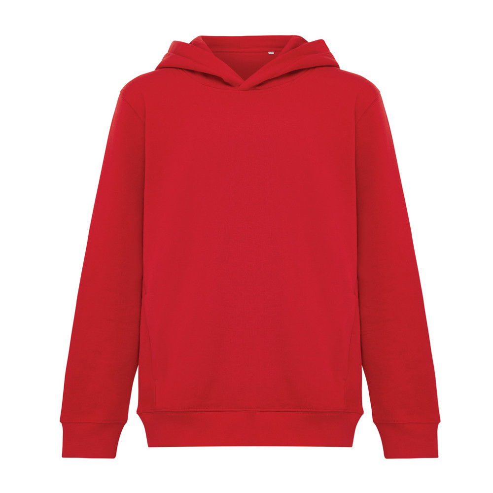 IQONIQ Yengo kids recycled cotton hoodie with sidepockets - red (± PMS 19-1757 TCX)