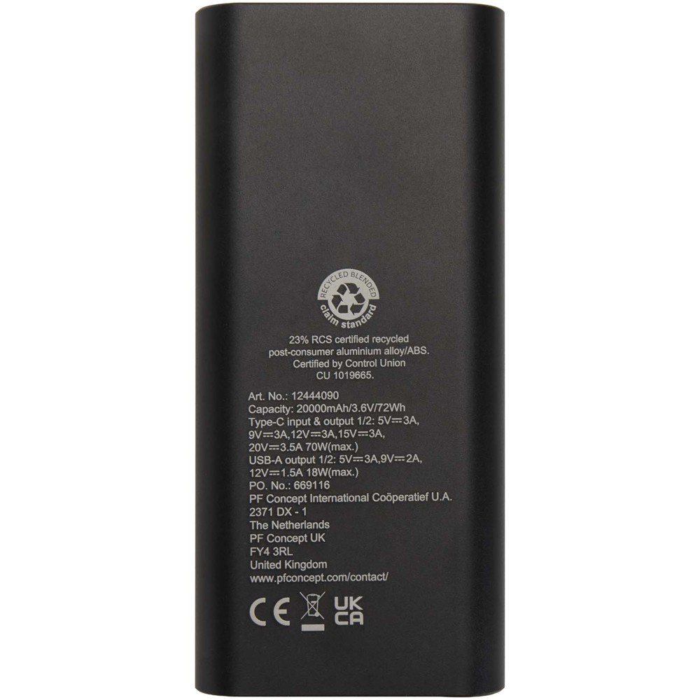Acamar 20.000 mAh 70W recycled aluminium laptop power bank