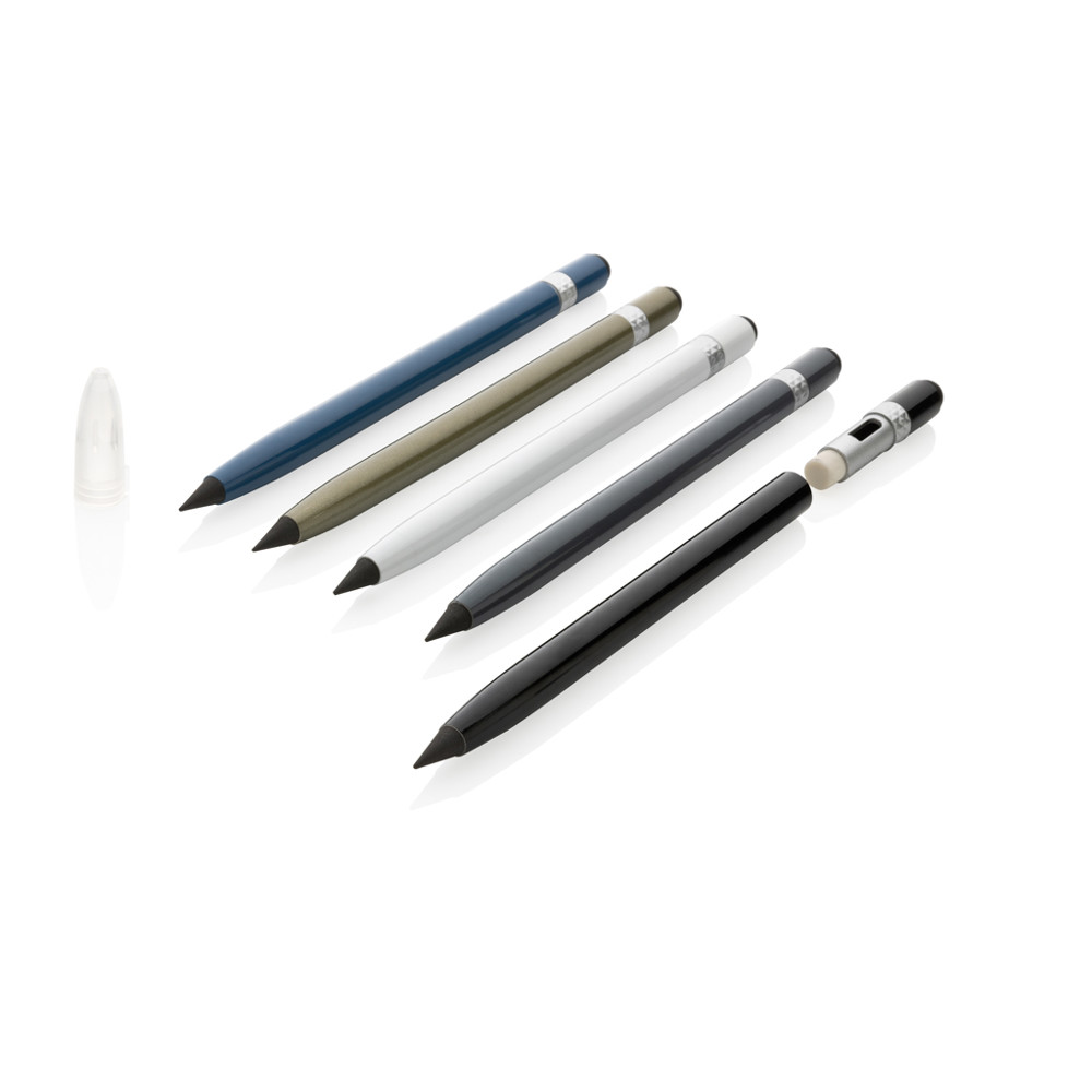 Aluminium inkless pen with eraser