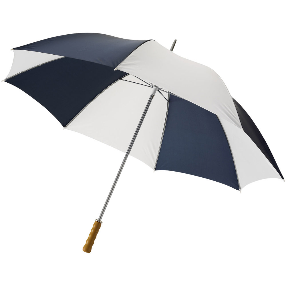 Karl 30" golf umbrella with wooden handle - Navy, White