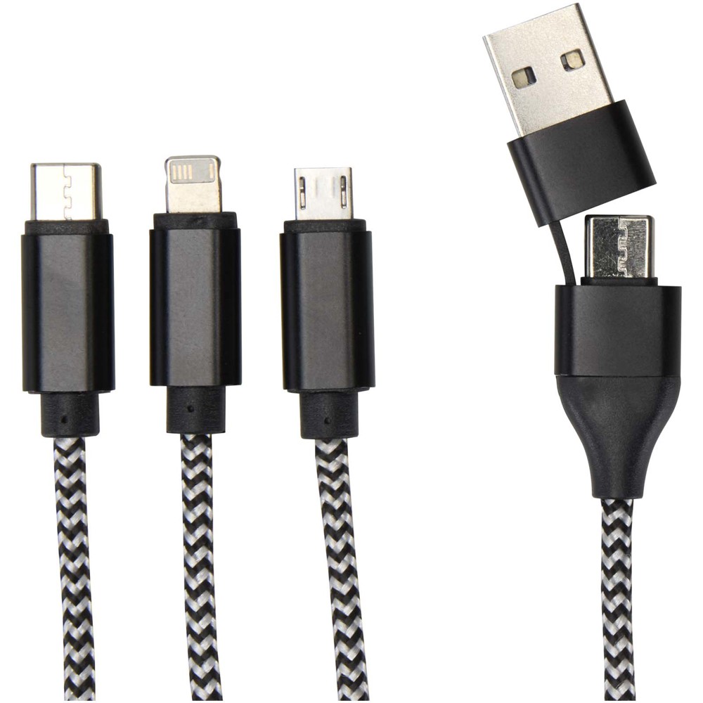 Alphecca recycled aluminium and RPET 5-in-1 charging cable 