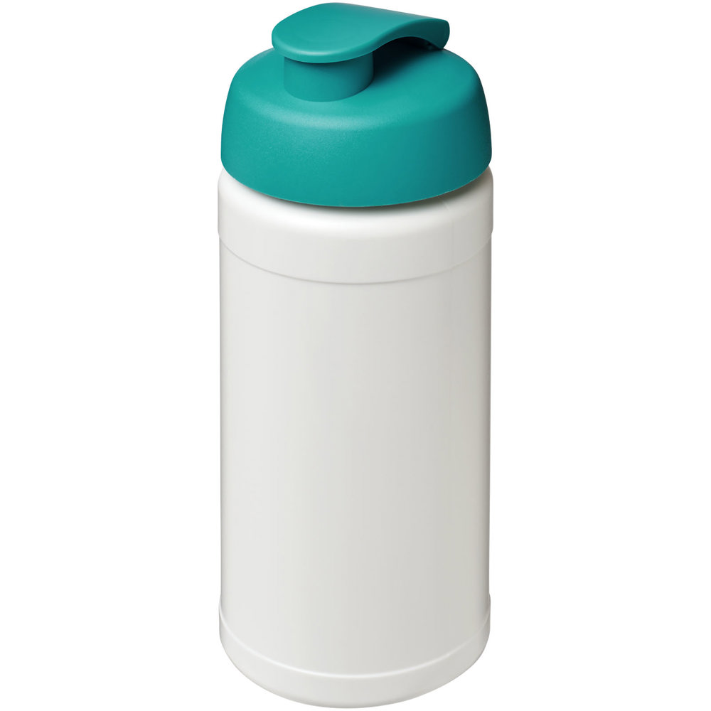 Baseline® Plus 500 ml flip lid sport bottle - White, Aqua