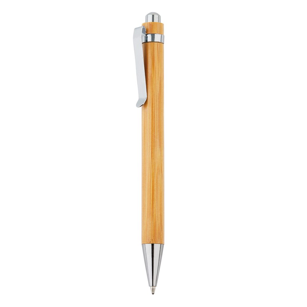 Bamboo pen - brown, silver (± PMS 464/ ± PMS 428)