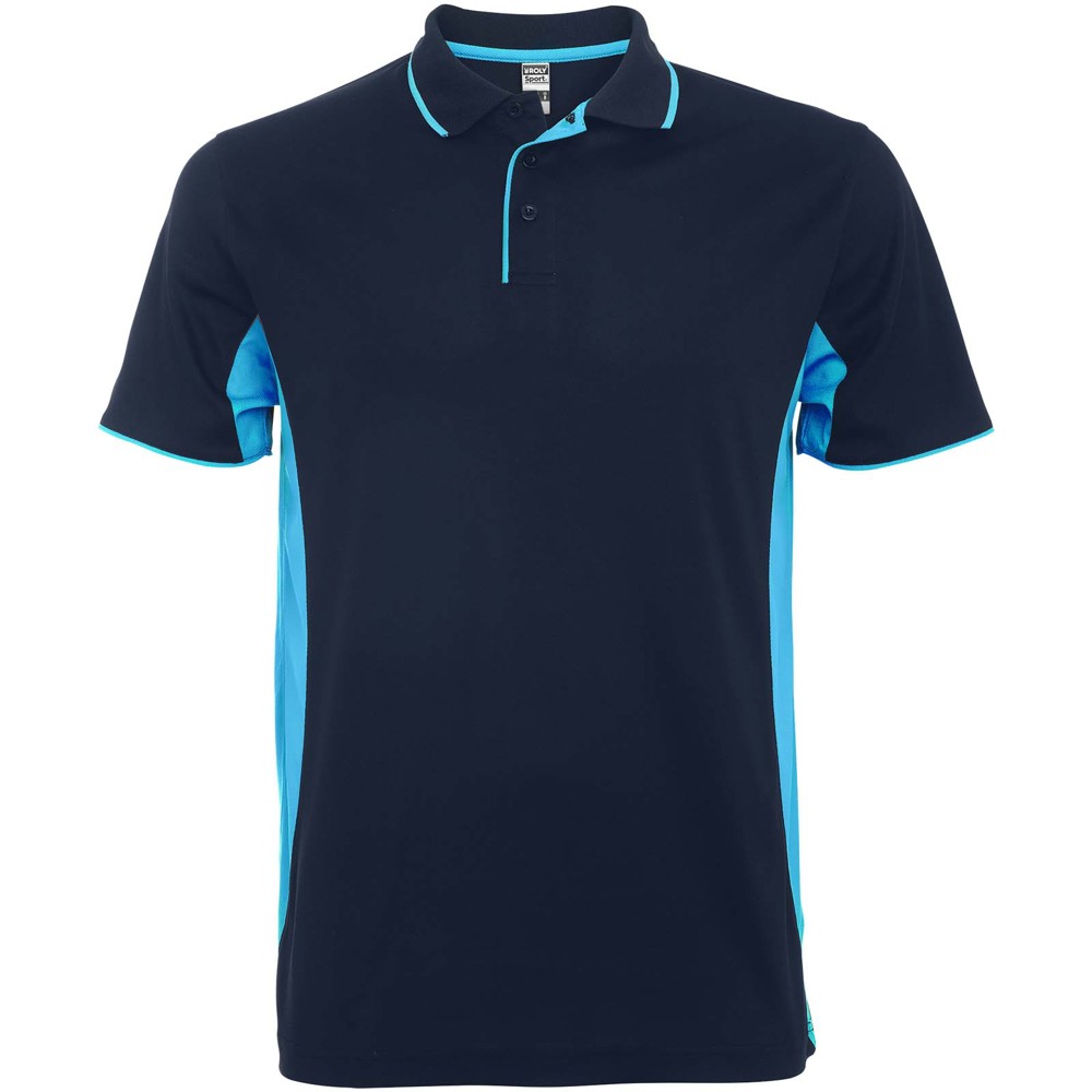 Montmelo 150 g/m² short sleeve unisex sports polo - Navy Blue, Sky blue