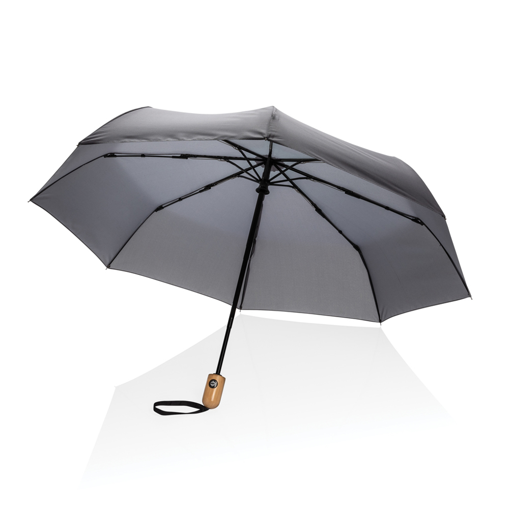 21" Impact AWARE™ RPET 190T bamboo auto open/close umbrella