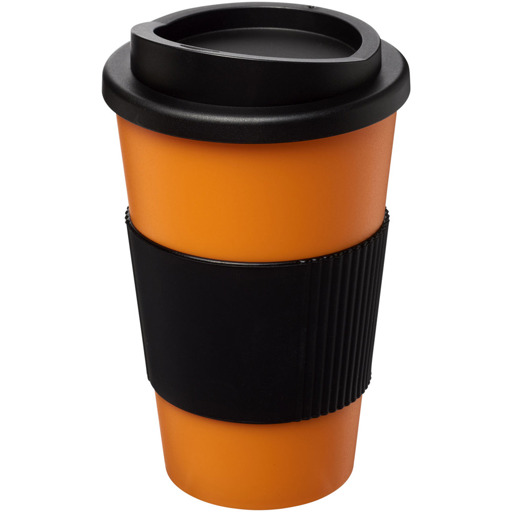 Americano® 350 ml insulated tumbler with grip - Orange, Black
