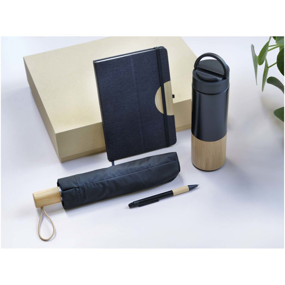 Carmen A5 hard cover notebook and ballpoint pen gift set (black ink)