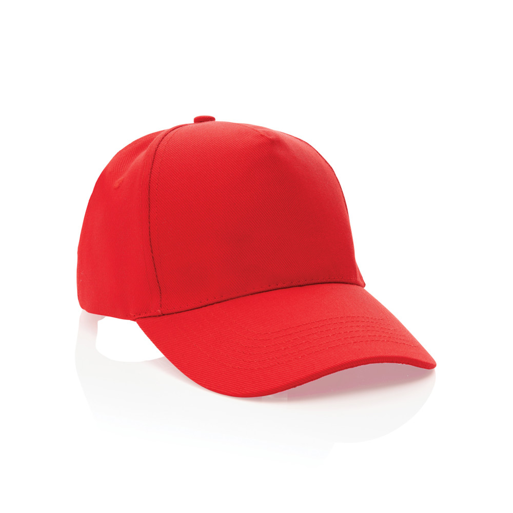 Impact 5panel 280gr Recycled cotton cap with AWARE™ tracer - red (± PMS Red 032)