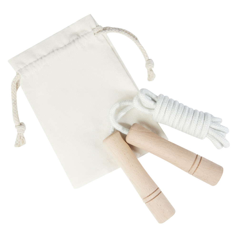 Denise wooden skipping rope in cotton pouch