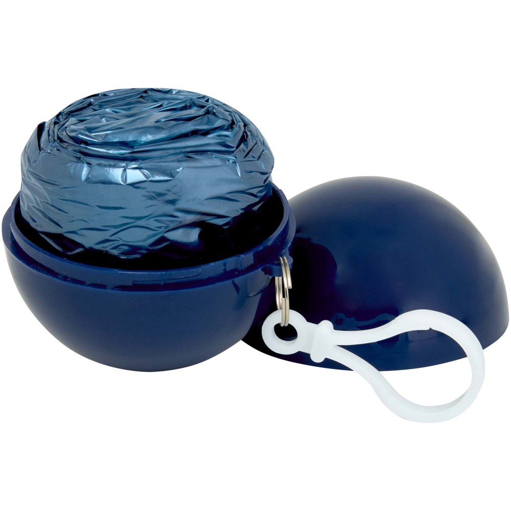 Fog poncho in round plastic container with carabiner - Royal blue